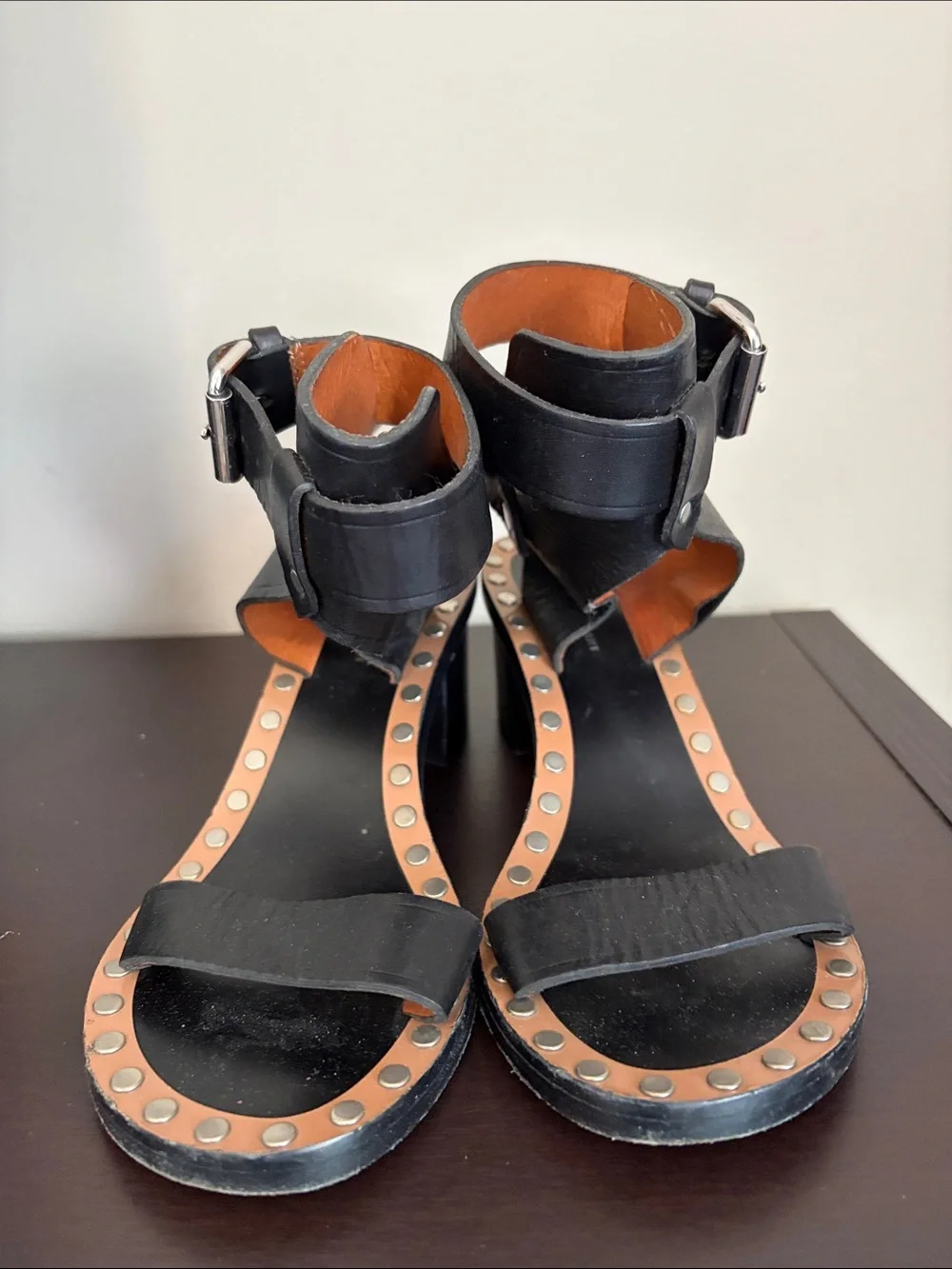 Isabel Marant Jehon Buckle Sandals Black Leather Italy Designer Sz 37 US 7